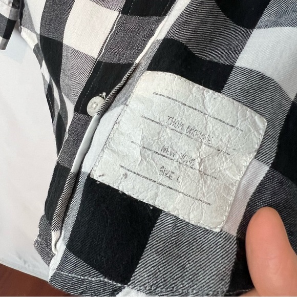 Thom Browne Grey White Plaid Button Down shirt L - Picture 4 of 8